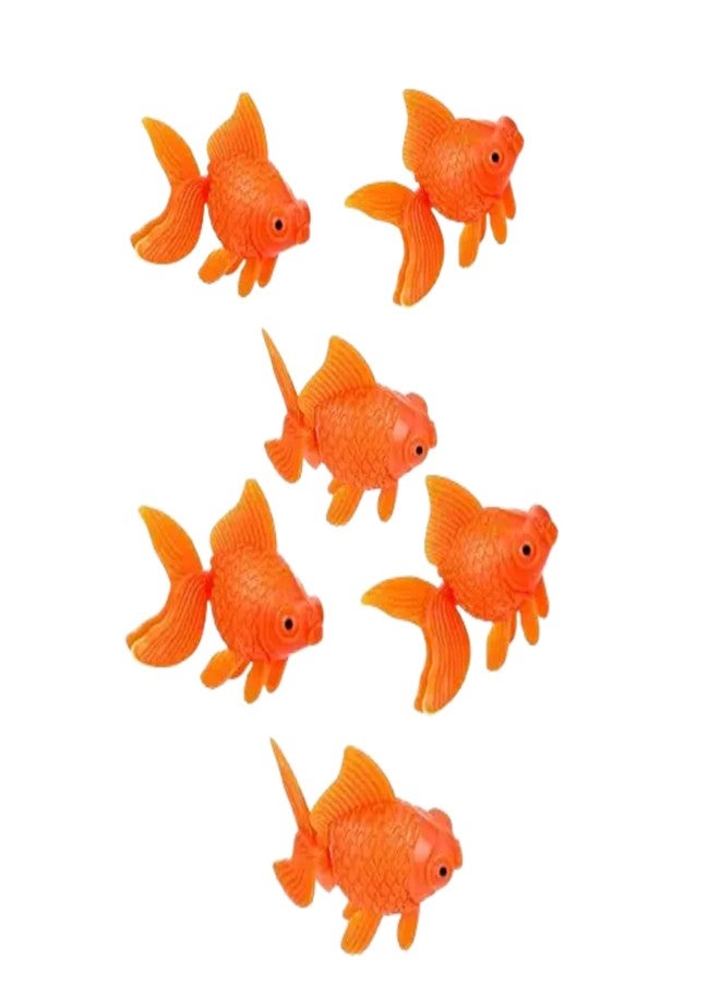 WLngtv 6 Pcs Orange Fake Floating Fishes Plastic Fake Goldfish Artificial Aquarium Fishes Colorful Realistic Artificial Moving Fish Ornament Decorations - Image 1